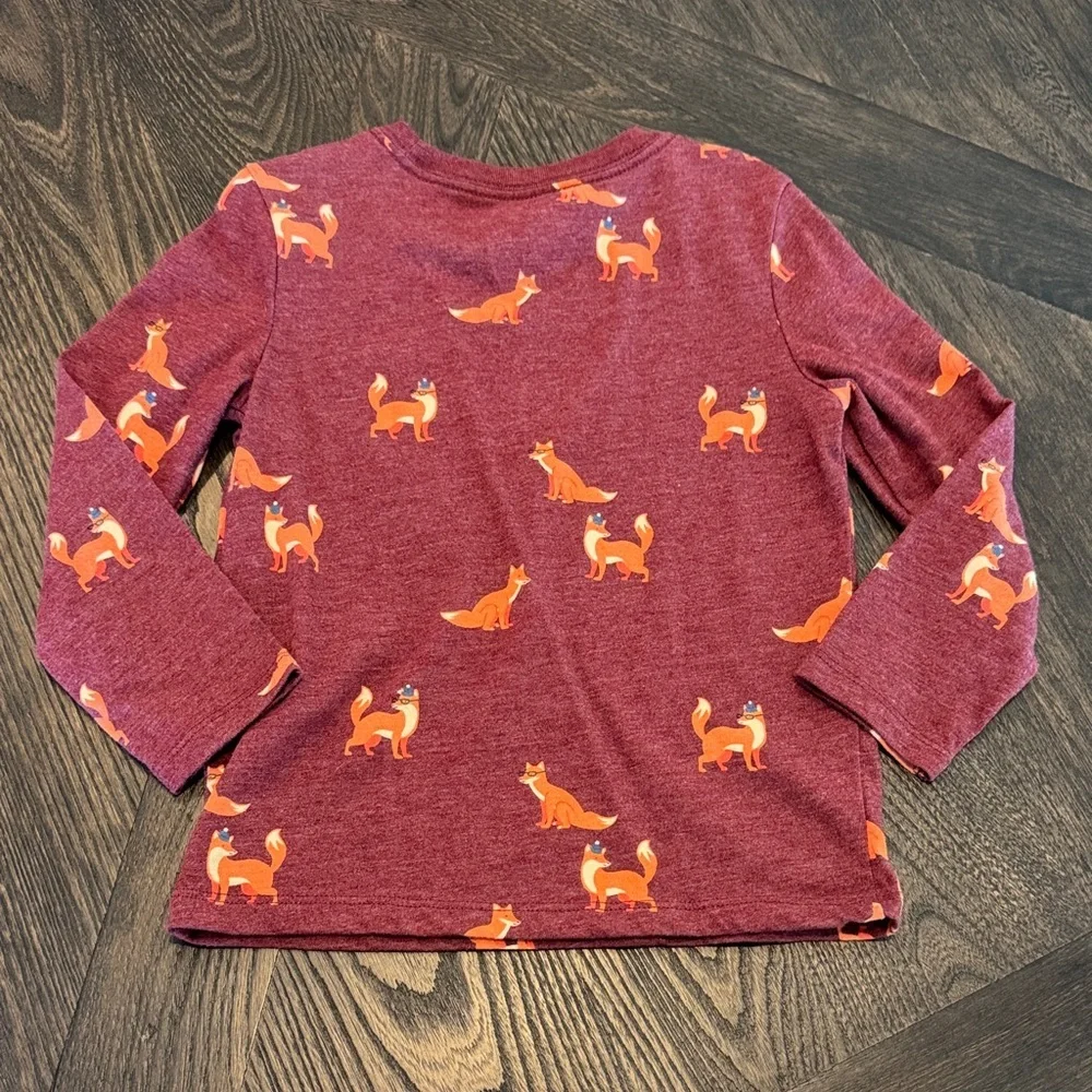 Cat & Jack Maroon Fox Print Long Sleeve Tee - Picture 3 of 3